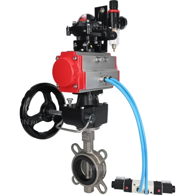 Затворы дисковые поворотные DN.ru WBV3131E-2W-Fb-H Ду50-250 Ру16 межфланц., корпус - нерж.сталь 304, диск - нерж.сталь 304, уплотнение - EPDM, с пн.приводом PA-DA, пн.распред. 4V320-08 NAMUR AC220V, БКВ APL-210N, дублером MON, БПВ AFC2000