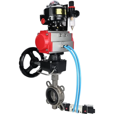 Затвор дисковый поворотный DN.ru WBV3131E-2W-Fb-H Ду65 Ру16 межфланц., корпус - нерж.сталь 304, диск - нерж.сталь 304, уплотнение - EPDM, с пн.приводом PA-DA-065, пн.распред. 4V320-10 NAMUR AC220V, БКВ APL-510N EX, дублером MON1-250-T26-ISO, БПВ AFC2000