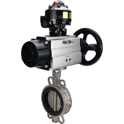 Затворы дисковые поворотные DN.ru WBV3131E-2W-Fb-H Ду150 Ру16 межфланцевые, корпус - нержавеющая сталь 304, диск - нержавеющая сталь 304, уплотнение - EPDM, с пневмоприводом PA-DA-105-1 и БКВ APL-510N EX