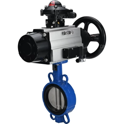 Затворы дисковые поворотные DN.ru WBV1631E-2W-Fb-ISO-H Ду125 Ру25 межфланцевые, корпус - чугун QT450, диск - нержавеющая сталь 304, уплотнение - EPDM, с пневмоприводом DN.ru PA-DA-105-1, пневмораспределителем 4V320-08 220В и БКВ APL-210N