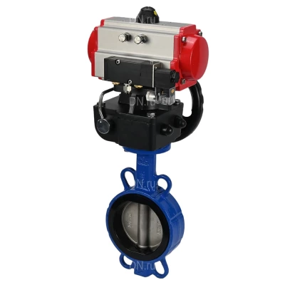 Затвор дисковый поворотный DN.ru WBV3432V-2W-Fb-H Ду300 Ру16, корпус - углеродистая сталь WCB, диск - нержавеющая сталь 316L, уплотнение - VITON, с пневмоприводом PA-DA-140, пневмораспределителем 4М310-08 24В NAMUR и ручным дублером MON4-1200-T54-ISO