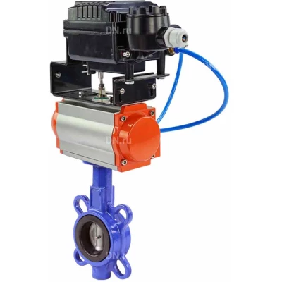 Затворы дисковые поворотные DN.ru WBV1631E-2W-Fb-ISO-H Ду50-150 Ру25 межфланцевые, корпус - чугун QT450, диск - нержавеющая сталь 304, уплотнение - EPDM, с пневмоприводом DN.ru PA-SA и поворотным позиционером YT-1000RSN с обратной связью