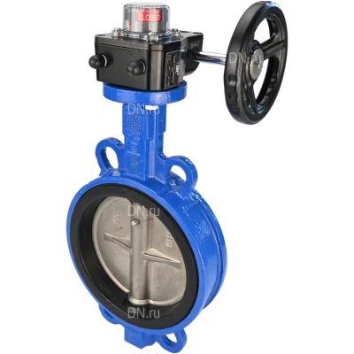 Затворы дисковые поворотные DN.ru WBV1631E-2W-Fb-ISO-H Ду50-300 Ру25 межфланцевые, корпус - чугун QT450, диск - нержавеющая сталь 304, уплотнение - EPDM, с редуктором DN.ru HGB RQN-Z