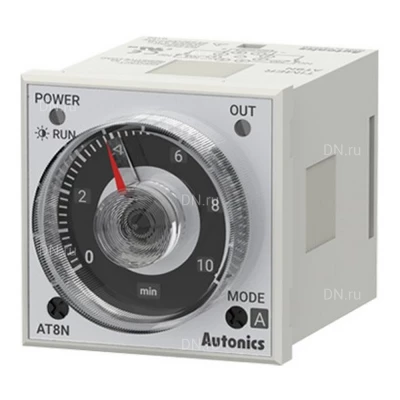Таймер Autonics AT8N универсальный аналоговый, 8-контактный штекер, рабочий режим - установка времени, 100-240В