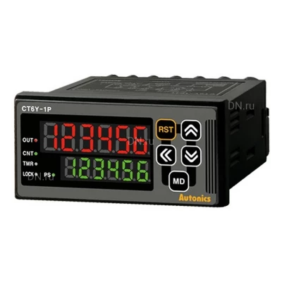 Счетчик-таймер Autonics CT6Y-2P2 6-разрядный, 72х36мм, 2 уставки, 2 выхода релейных, входной сигнал NPN, 24-48В, IP65