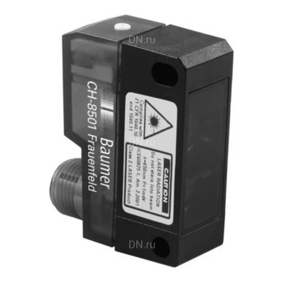 Датчик на отражение лазерный Baumer OPDK 14P1903/S14 расстояние срабатывания 4.5м, выходная цепь PNP, Teach-in, разъем M12 4pin, корпус - пластик, IP67