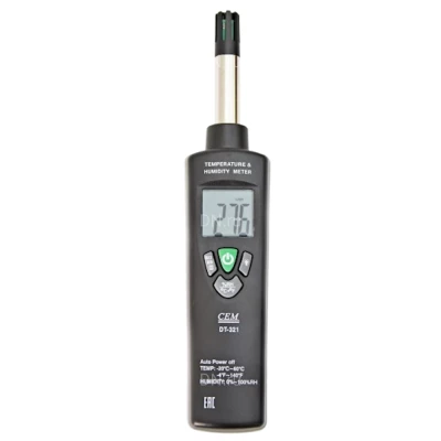 Термогигрометр CEM DT-321 цифровой, диапазон измеряемых температур от -20 до +60°C, диапазон измеряемой влажности - 5-95%