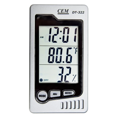 Термогигрометр CEM DT-322 цифровой, диапазон измеряемых температур от 0 до +50°C, диапазон измеряемой влажности - 10-95%