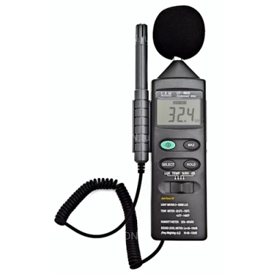 Универсальные приборы экологического контроля CEM DT, диапазон измеряемых температур от -20 до +750°C, диапазон измеряемой влажности - 25-95%, диапазон уровня освещенности - 0.1-20000лк, диапазон уровня шума - 35-160дБ(А)