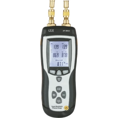 Манометр CEM DT-8921 дифференциальный цифровой с функцией термометра, диапазон измерения давления от 96 до 4000кПа, диапазон измерения температуры от -60 до 537°C