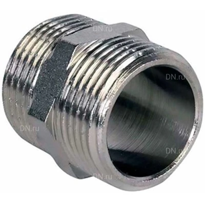Ниппель DN.ru Н-304-НР-НР 1″ Ду25 Ру20, корпус - нержавеющая сталь AISI 304, присоединение - наружная/наружная резьба, тип резьбы - BSPT