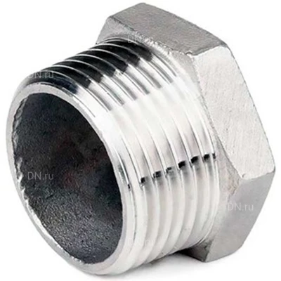Заглушка DN.ru З-304-НР 1/8″ Ду6 Ру20, корпус - нержавеющая сталь AISI 304, присоединение - наружная резьба, тип резьбы - BSPT