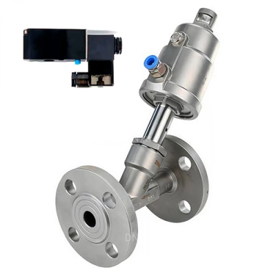 Клапаны отсечные пневматические DN.ru VSP3231P-F-1PNC Ду15-100 Ру25, корпус - нержавеющая сталь CF8M (AISI 316), корпус привода - нержавеющая сталь CF8 (AISI 304), с пневмораспределителем DN.ru 3V210-06-NC AC220V