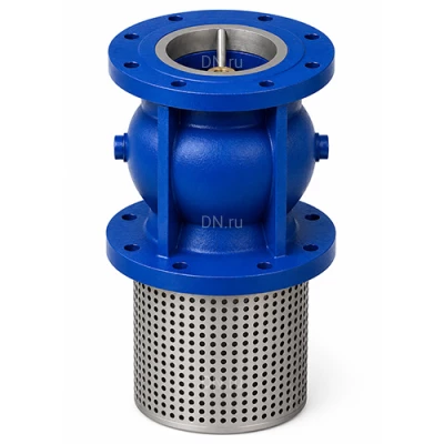 Клапаны обратные DN.ru VCI1414-F Ду50-300 Ру16 фланцевые, донные, корпус - чугун GGG50, затвор - чугун GGG50+NBR, с сетчатым фильтром