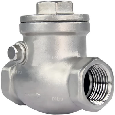 Клапаны обратные поворотные DN.ru VCT3232-T Ду25-50 Ру16 WDVF резьбовые, корпус - нержавеющая сталь AISI 316, диск - нержавеющая сталь AISI 316, уплотнение - PTFE