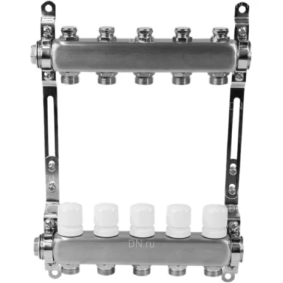 Коллекторные группы DN.ru GC31-3 1 Ду25 Ру10 нержавеющая сталь, в сборе с терморегулирующими клапанами и запорно-балансировочными клапанами, без переходников