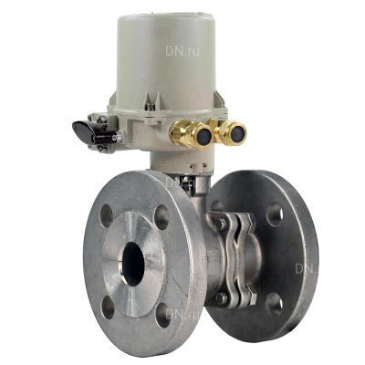 Кран шаровой DN.ru BV3232P(2pc)-FP-F-ISO-H WDVF Ду50 Ру40 полнопроходной, фланцевый, корпус - нержавеющая сталь 316, уплотнение - PTFE, с электроприводом ГЗ-ОФВ-80/21К 380В