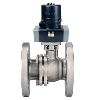Кран шаровой DN.ru BV3232P(2pc)-FP-F-ISO-H WDVF Ду80 Ру16 полнопроходной, фланцевый, корпус - нержавеющая сталь 316, уплотнение - PTFE, с электроприводом DN.ru QTSA-N-014EM-O0-220VAC
