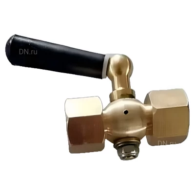 Кран запорный для манометра DN.ru BVPG0000P-3WT-T-H ВР/ВР М20х1.5-М20х1.5 Ду15 Ру25 трехходовой, резьбовой, корпус - латунь HPb57-3, шар - латунь HPb57-3, уплотнение - PTFE, с рукояткой