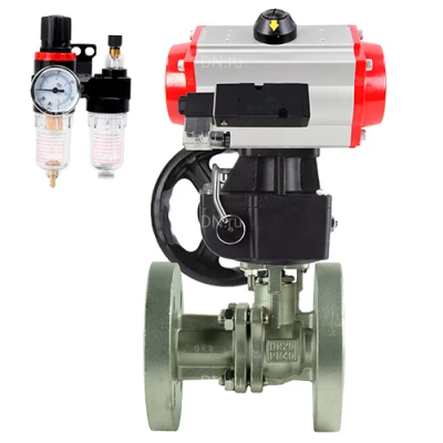 Краны шаровые DN.ru BV3232P(2pc)-FP-F-ISO-H Ду15-250 Ру16/40 полнопроходные, фланцевые, с пневмоприводом PA-DA, пневмораспределителем 4М310-08 24В NAMUR, ручным дублером MON и БПВ AFC2000