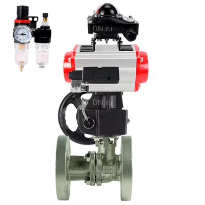 Краны шаровые DN.ru BV3232P(2pc)-FP-F-ISO-H Ду15-250 Ру16/40 полнопроходные, фланцевые, с пневмоприводом PA-DA, пневмораспределителем 4М310-08 220В NAMUR, ручным дублером MON, БКВ APL-210N и БПВ AFC2000