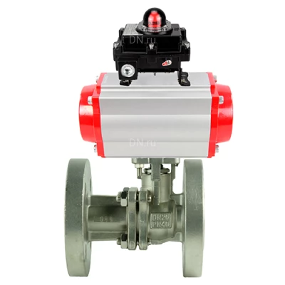 Краны шаровые DN.ru BV3232P(2pc)-FP-F-ISO-H Ду15-250 Ру16/40 полнопроходные двухходовые, нержавеющая сталь 316, фланцевые, уплотнение - PTFE, с пневмоприводом PA-DA и БКВ APL-410N EX