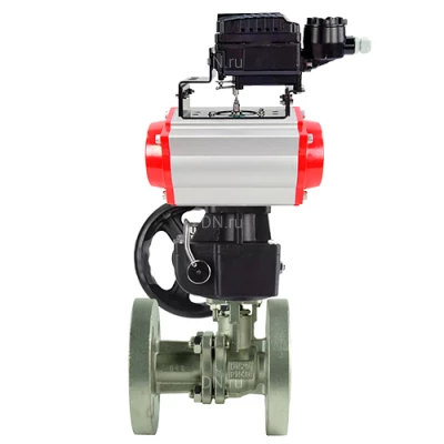 Краны шаровые DN.ru BV3232P(2pc)-FP-F-ISO-H Ду15-250 Ру16/40 полнопроходные, фланцевые, с пневмоприводом PA-DA, ручным дублером MON и электропневматическим поворотным позиционером YT-1000RSN с обратной связью