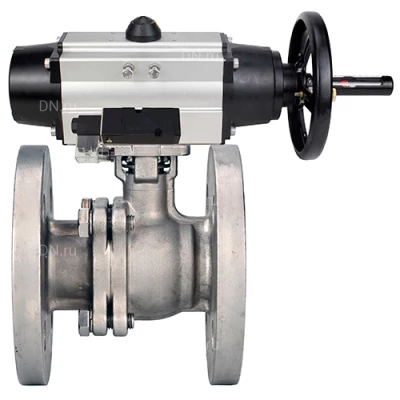 Краны шаровые DN.ru BV3232P(2pc)-FP-F-ISO-H WDVF Ду80-100 Ру16 полнопроходные, фланцевые, корпус - нержавеющая сталь 316, уплотнение - PTFE, с пневмоприводом PA-DA-105-1 и пневмораспределителем 4М310-08 24В NAMUR
