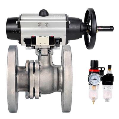 Краны шаровые DN.ru BV3232P(2pc)-FP-F-ISO-H WDVF Ду80-100 Ру16 полнопроходные, фланцевые, корпус - нержавеющая сталь 316, уплотнение - PTFE, с пневмоприводом PA-DA-105-1, пневмораспределителем 4V320-08 220В NAMUR и БПВ AFC2000