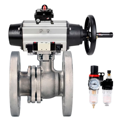 Кран шаровой DN.ru BV3232P(2pc)-FP-F-ISO-H WDVF Ду80 Ру16 полнопроходной, фланцевый, корпус - нержавеющая сталь 316, уплотнение - PTFE, с пневмоприводом PA-DA-105-1, пневмораспределителем 4V320-08 220В NAMUR, БКВ APL-410N EX и БПВ AFC2000