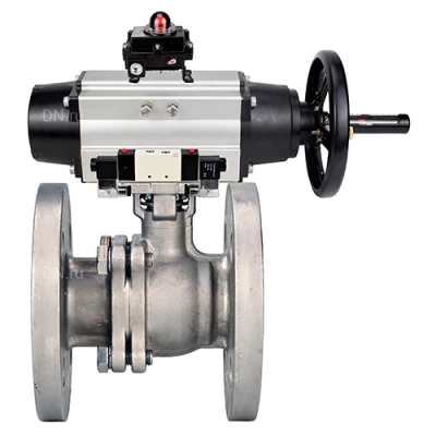 Краны шаровые DN.ru BV3232P(2pc)-FP-F-ISO-H WDVF Ду80-100 Ру16 полнопроходные, фланцевые, корпус - нержавеющая сталь 316, уплотнение - PTFE, с пневмоприводом PA-DA-105-1, пневмораспределителем 4V320-08 220В NAMUR и БКВ APL-410N EX