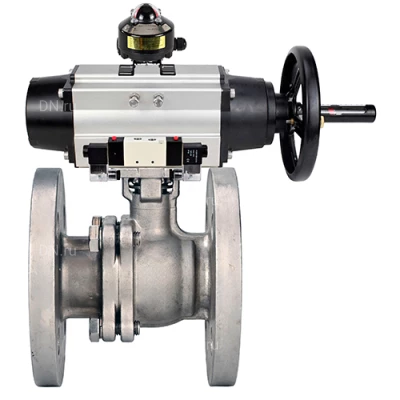 Краны шаровые DN.ru BV3232P(2pc)-FP-F-ISO-H WDVF Ду80-100 Ру16 полнопроходные, фланцевые, корпус - нержавеющая сталь 316, уплотнение - PTFE, с пневмоприводом PA-DA-105-1, пневмораспределителем 4V320-10 220В NAMUR и БКВ APL-510N EX