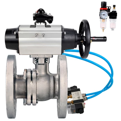 Кран шаровой DN.ru BV3232P(2pc)-FP-F-ISO-H WDVF Ду100 Ру16 полнопроходной, фланцевый, корпус - нержавеющая сталь 316, уплотнение - PTFE, с пневмоприводом PA-DA-105-1, пневмораспределителем 4V320-08 220В, БКВ APL-210N и БПВ AFC2000