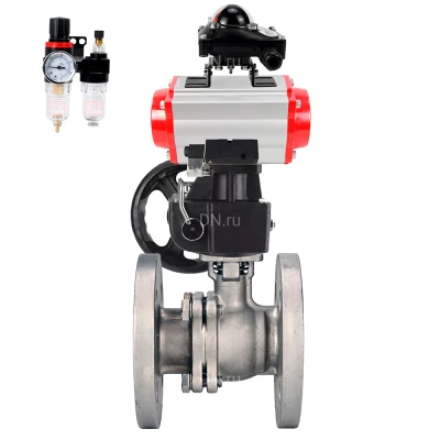Кран шаровой DN.ru BV3232P(2pc)-FP-F-ISO-H WDVF Ду200 Ру16 полнопроходной, фланцевый, нержавеющая сталь 316, PTFE, с пневмоприводом PA-DA-160, пневмораспределителем 4М310-08 24В NAMUR, БКВ APL-210N, БПВ AFC2000 и ручным дублером MON4-1200-T54-ISO