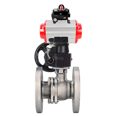Краны шаровые DN.ru BV3232P(2pc)-FP-F-ISO-H WDVF Ду50-200 Ру40/16 полнопроходные, фланцевые, нержавеющая сталь 316, PTFE, с пневмоприводом PA-DA, пневмораспределителем 4М310-08 220В NAMUR, БКВ APL-410N EX и ручным дублером MON