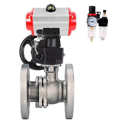 Краны шаровые DN.ru BV3232P(2pc)-FP-F-ISO-H WDVF Ду50-200 Ру40/16 полнопроходные, фланцевые, корпус - нержавеющая сталь 316, уплотнение - PTFE, с пневмоприводом PA-DA, пневмораспределителем 4М310-08 24В NAMUR, БПВ AFC2000 и ручным дублером MON