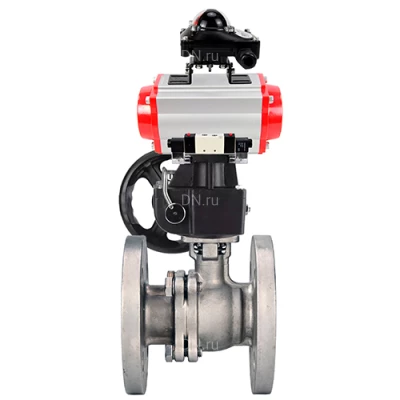 Краны шаровые DN.ru BV3232P(2pc)-FP-F-ISO-H WDVF Ду50-200 Ру40/16 полнопроходные, фланцевые, корпус - нержавеющая сталь 316, уплотнение - PTFE, с пневмоприводом PA-DA, пневмораспределителем 4V320-10 220В NAMUR, БКВ APL-210N и ручным дублером MON