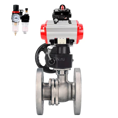 Кран шаровой DN.ru BV3232P(2pc)-FP-F-ISO-H WDVF Ду200 Ру16 полнопроходной, фланцевый, нержавеющая сталь 316, PTFE, с пневмоприводом PA-DA-160, пневмораспределителем 4V320-08 220В NAMUR, БКВ APL-410N EX, БПВ AFC2000 и ручным дублером MON4-1200-T54-ISO