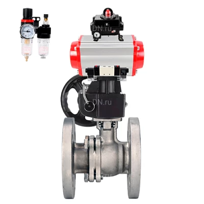 Краны шаровые DN.ru BV3232P(2pc)-FP-F-ISO-H WDVF Ду50-200 Ру40/16 полнопроходные, фланцевые, нержавеющая сталь 316, PTFE, с пневмоприводом PA-DA, пневмораспределителем 4V320-08 220В NAMUR, БКВ APL-410N EX, БПВ AFC2000 и ручным дублером MON