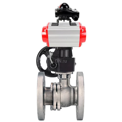 Краны шаровые DN.ru BV3232P(2pc)-FP-F-ISO-H WDVF Ду50-200 Ру40/16 полнопроходные, фланцевые, корпус - нержавеющая сталь 316, уплотнение - PTFE, с пневмоприводом PA-DA, БКВ APL-210N и ручным дублером MON