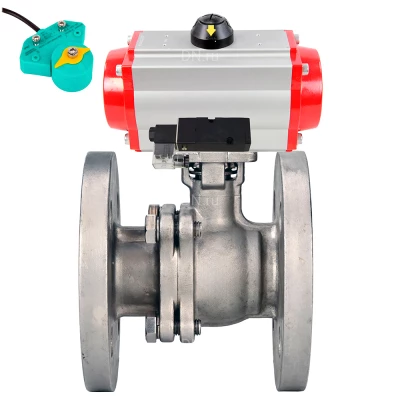 Кран шаровой DN.ru BV3232P(2pc)-FP-F-ISO-H WDVF Ду50 Ру40 полнопроходной, фланцевый, корпус - нержавеющая сталь 316, уплотнение - PTFE, с пневмоприводом PA-SA-105, пневмораспределителем 4М310-08 24В NAMUR и магнитным переключателем ALS200D