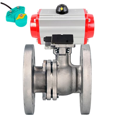 Краны шаровые DN.ru BV3232P(2pc)-FP-F-ISO-H WDVF Ду50-100 Ру40/16 полнопроходные, фланцевые, корпус - нержавеющая сталь 316, уплотнение - PTFE, с пневмоприводом PA-DA, пневмораспределителем 4М310-08 24В NAMUR и магнитным переключателем ALS200D