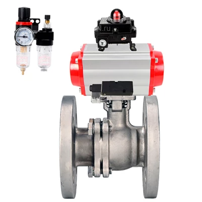Краны шаровые DN.ru BV3232P(2pc)-FP-F-ISO-H WDVF Ду50-200 Ру40/16 полнопроходные, фланцевые, корпус - нержавеющая сталь 316, уплотнение - PTFE, с пневмоприводом PA-DA, пневмораспределителем 4М310-08 220В NAMUR, БКВ APL-410N EX и БПВ AFC2000