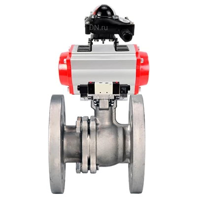 Краны шаровые DN.ru BV3232P(2pc)-FP-F-ISO-H WDVF Ду50-100 Ру40/16 полнопроходные, фланцевые, корпус - нержавеющая сталь 316, уплотнение - PTFE, с пневмоприводом PA-SA, пневмораспределителем 4V320-10 220В NAMUR и БКВ APL-210N