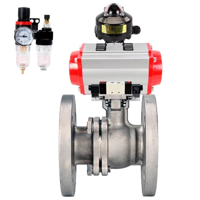 Кран шаровой DN.ru BV3232P(2pc)-FP-F-ISO-H WDVF Ду65 Ру16 полнопроходной, фланцевый, корпус - нержавеющая сталь 316, уплотнение - PTFE, с пневмоприводом PA-DA-083, пневмораспределителем 4V320-10 220В NAMUR, БКВ APL-510N EX и БПВ AFC2000