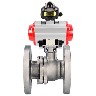 Кран шаровой DN.ru BV3232P(2pc)-FP-F-ISO-H WDVF Ду65 Ру16 полнопроходной, фланцевый, корпус - нержавеющая сталь 316, уплотнение - PTFE, с пневмоприводом PA-DA-083, пневмораспределителем 4V320-10 220В NAMUR и БКВ APL-510N EX