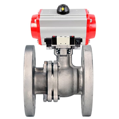 Краны шаровые DN.ru BV3232P(2pc)-FP-F-ISO-H WDVF Ду50-200 Ру40/16 полнопроходные, фланцевые, корпус - нержавеющая сталь 316, уплотнение - PTFE, с пневмоприводом PA-DA и пневмораспределителем 4V320-08 220В NAMUR