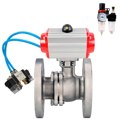 Кран шаровой DN.ru BV3232P(2pc)-FP-F-ISO-H WDVF Ду200 Ру16 полнопроходной, фланцевый, корпус - нержавеющая сталь 316, уплотнение - PTFE, с пневмоприводом PA-DA-160, пневмораспределителем 4V320-10 220В и БПВ AFC2000