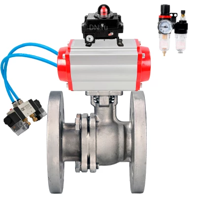 Кран шаровой DN.ru BV3232P(2pc)-FP-F-ISO-H WDVF Ду200 Ру16 полнопроходной, фланцевый, корпус - нержавеющая сталь 316, уплотнение - PTFE, с пневмоприводом PA-DA-160, пневмораспределителем 4V320-10 220В, БКВ APL-410N EX и БПВ AFC2000