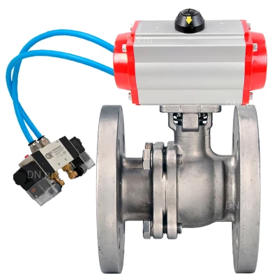 Кран шаровой DN.ru BV3232P(2pc)-FP-F-ISO-H WDVF Ду200 Ру16 полнопроходной, фланцевый, корпус - нержавеющая сталь 316, уплотнение - PTFE, с пневмоприводом PA-DA-160 и пневмораспределителем 4V320-10 220В